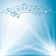 blue background with white lights and music notes - vector