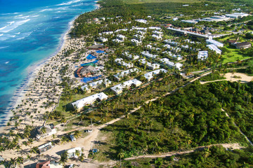 Wall Mural - Aerial view of caribbean resort