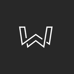 W letter logo monogram, modern mockup black and white hipster  emblem
