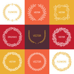 Wall Mural - Vector linear badges and frames