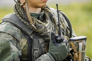 officer holds a radio station, and give orders subdivision