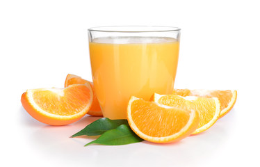 Wall Mural - Glass of orange juice isolated on white
