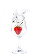© Prajak - Strawberry in wine glass  on a white background