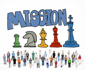 Wall Mural - Mission Aim Aspirations Solution Strategy Concept