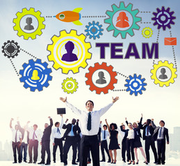 Wall Mural - Team Functionality Industy Teamwork Connection Technology Concep