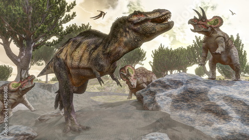 Tapeta ścienna na wymiar Uciekający prehistoryczny dinozaur 3d