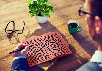 Poster - Maze Strategy Success Solution Determination Direction Concept