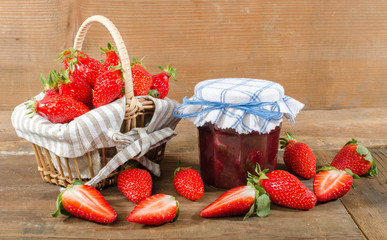 Poster - Jam jar with fresh strawberries