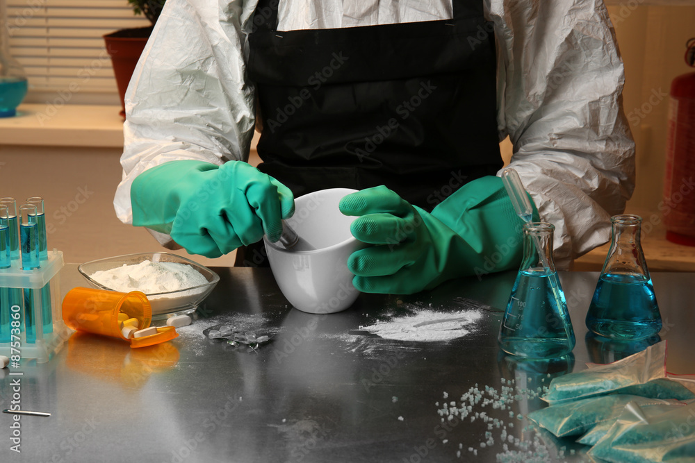 Chemist working in drug laboratory