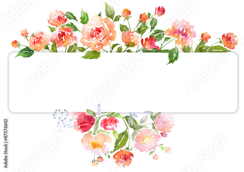 Watercolor floral card template