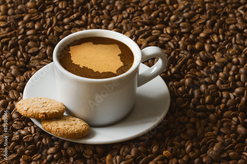 Naklejka na meble Still life - coffee with map of Poland