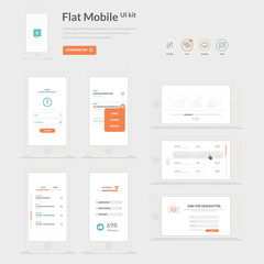 Wall Mural - Flat Mobile UI kit template for mobiles and websites