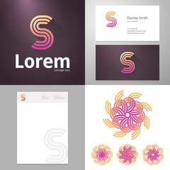Wall Mural - Design icon S element with Business card and paper template
