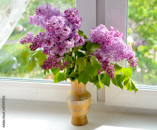 A Bouquet Of Lilacs On The Window Illuminated By The Sun Buy This Stock Photo And Explore Similar Images At Adobe Stock Adobe Stock