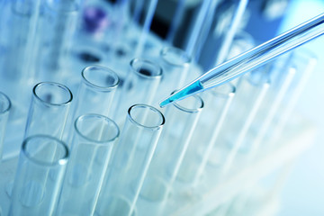 test tubes in laboratory close up