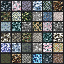 Set Of Camouflage Seamless Pattern.Can Be Used For Background Design, Military Textile.