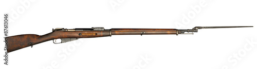 Fotomural Russian Soviet M91 rifle with bayonet isolated on white background