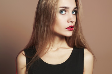 Wall Mural - young blond woman with blue eyes.beautiful blonde girl