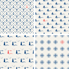 Poster - set of maritime seamless patterns