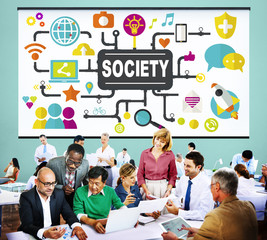 Wall Mural - Society Community Global Togetherness Connecting Internet Concep