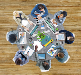 Poster - Aerial View Business Contemporary Working Meeting Casual Company