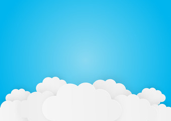 Paper clouds on blue background 