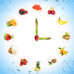  Clock with fruits and vegetables
