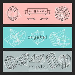 Wall Mural - Abstract banners with geometric crystals and minerals