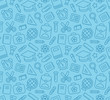 © sudowoodo - Seamless pattern of school and education related symbols: stationery, learning and science metaphors and various school supplies.