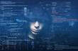 © Glebstock - hacker at work with graphic user interface around