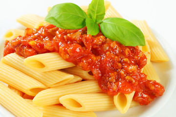 Canvas Print - Penne with meat tomato sauce