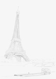 Fototapeta Boho - Eiffel tower, Paris, France. pencil illustration