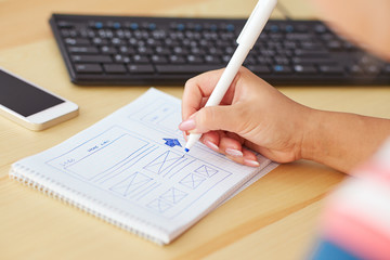 Wall Mural - woman sketching design