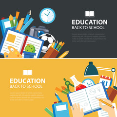 Wall Mural - education and back to school banner concept flat design