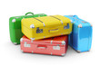 © Cybrain - Travel and vacation concept, stack of colorful suitcases isolated on white background