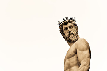 Statue of Neptune as part of the fountain on Piazza della Signoria in Florence, Italy 