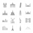 16 flat landmark icons