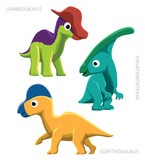 Fototapeta Dinusie - Dinosaur Hadrosaurs Vector Illustration