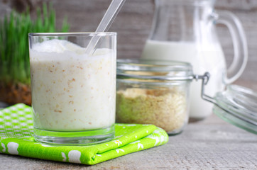 Fresh homemade yogurt with wheat germ