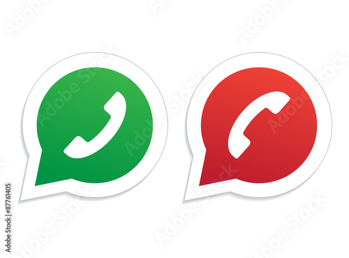 Green And Red Phone Handset In Speech Bubble Icon Buy This
