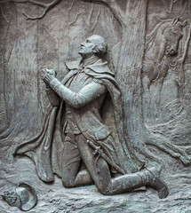 Wall Mural - George Washington in Prayer Relief New York City Federal Hall Wall Street Manhattan