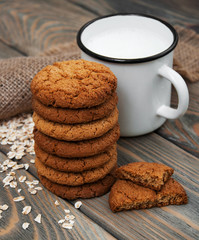 Canvas Print - Milk and oatmeal cookies