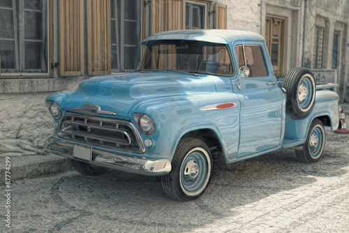 Naklejka - mata magnetyczna na lodówkę Old Blue Classic Car
