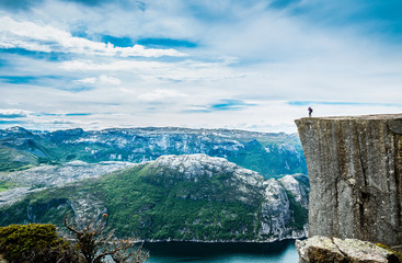 Wall Mural - Nature photographer Preikestolen or Prekestolen