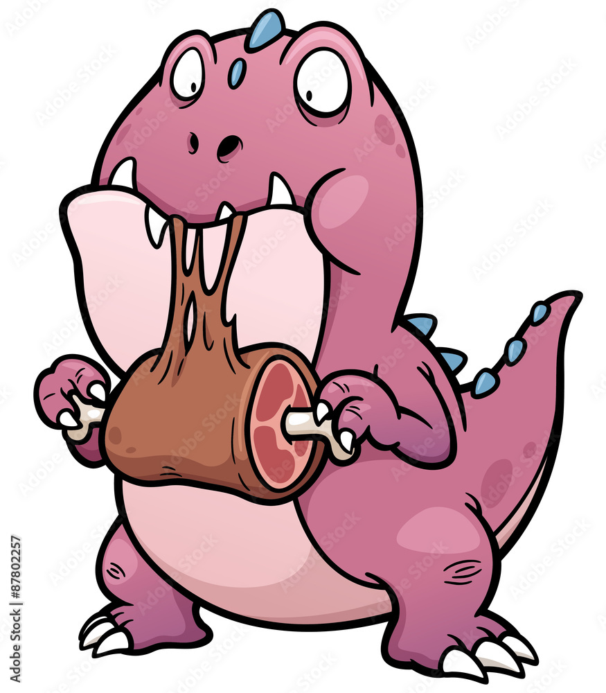 Vector illustration of Cartoon Dinosaur eating