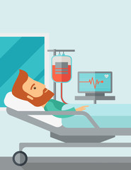 Poster - Patient in hospital bed being monitored