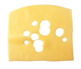 Wall Mural - Slice of cheese isolated on white