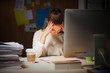 © shefkate - Young and beautiful businesswoman tired from work in the office