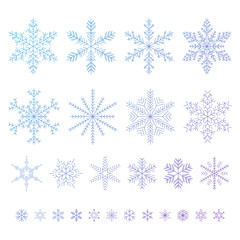 Wall Mural - Set of outline snowflakes vector illustration.