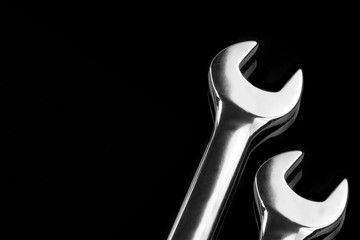 Two Fork Wrenches Isolated On Black Background